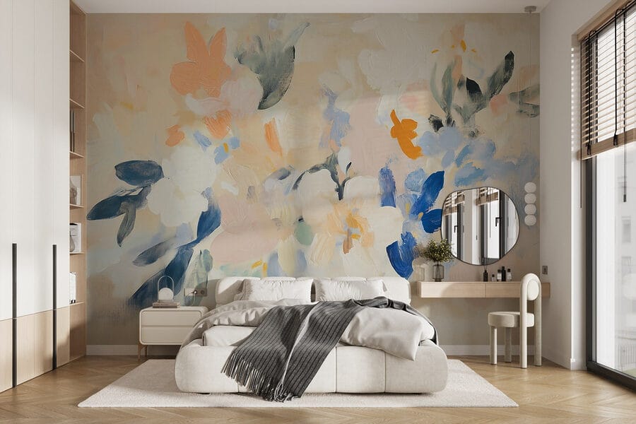 Painting of flowers on a white surface