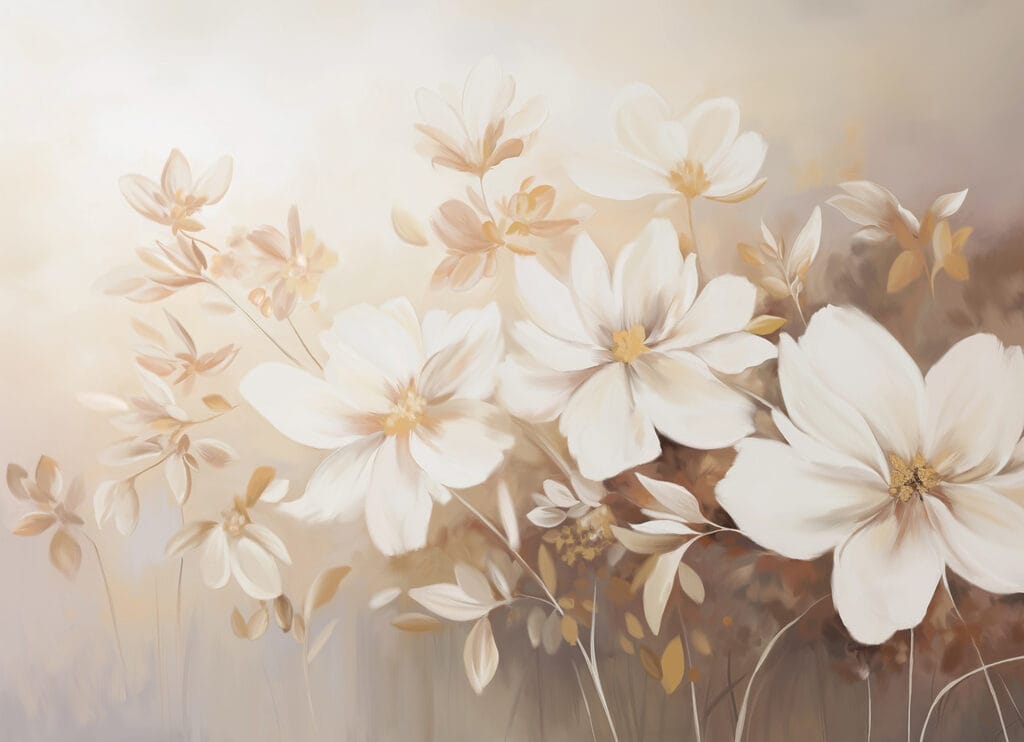 Painting of white flowers Painting of white flowers