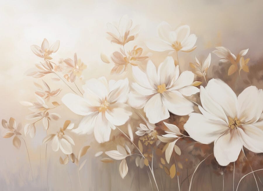 Painting of white flowers Painting of white flowers