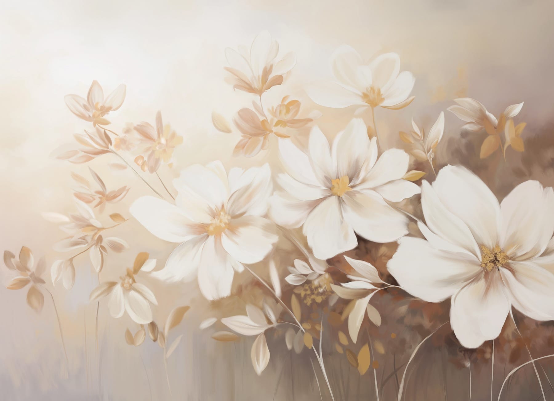 Painting of white flowers Painting of white flowers