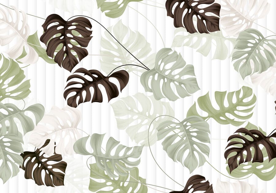 Pattern of leaves on a white background