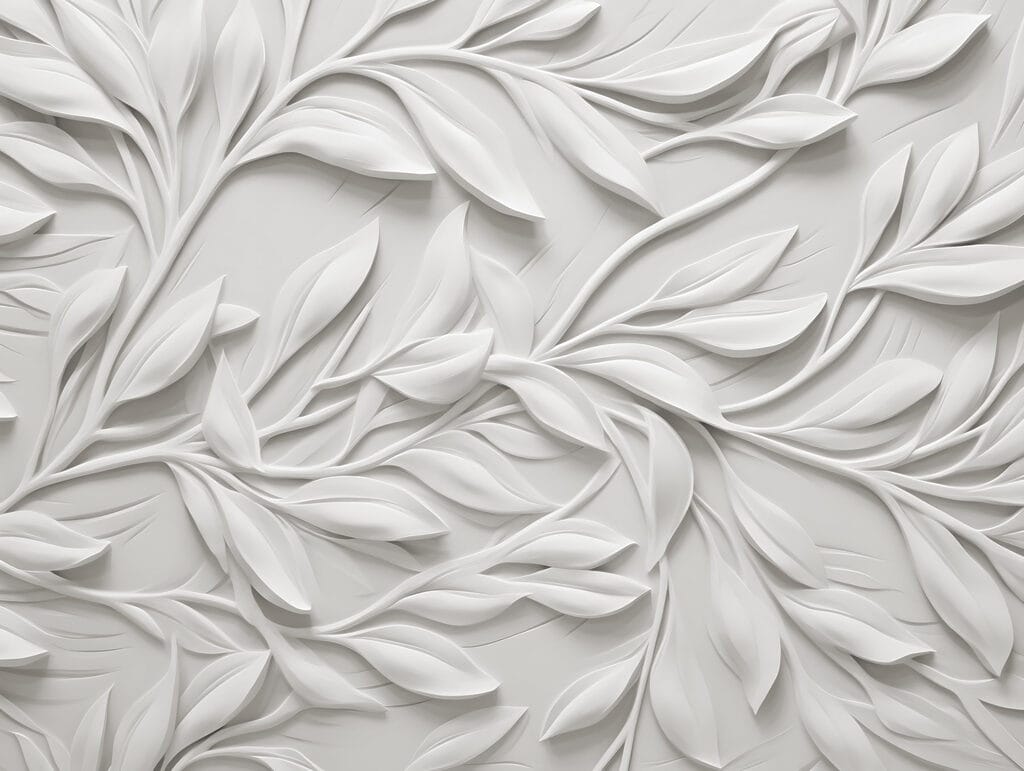 White wall with leaves White wall with leaves