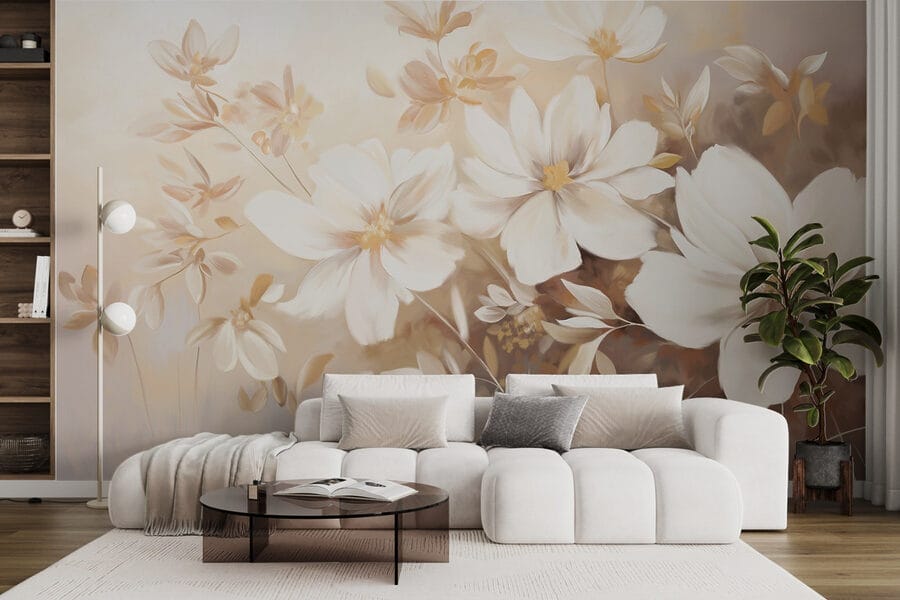 Painting of white flowers Painting of white flowers