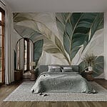 Wall murals Lush green leaves in soft tones