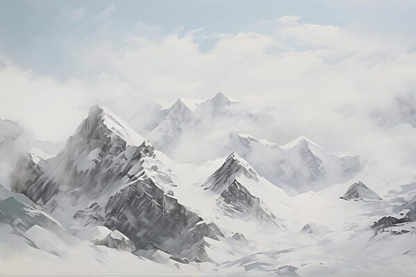 Snowy mountain range with clouds Snowy mountain range with clouds