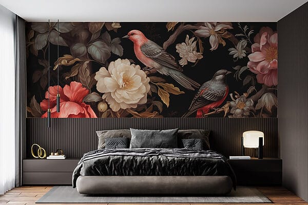 Painting of birds on flowers Painting of birds on flowers