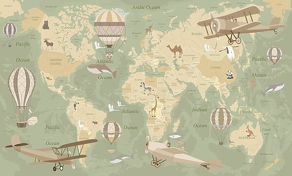 A map of the world with airplanes and hot air balloons u36066v2p 600x362 - A map of the world with airplanes and hot air balloons - tegory
