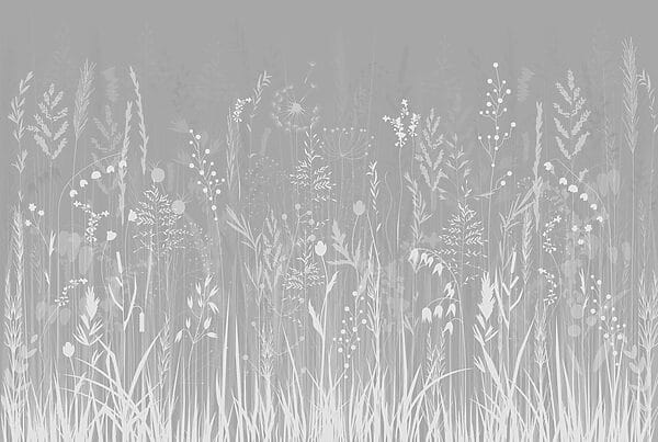 Grey background with grass and flowers Grey background with grass and flowers