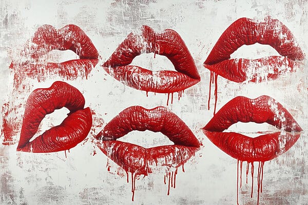 Group of red lips with dripping blood Group of red lips with dripping blood