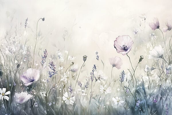 Painting of flowers in a field Painting of flowers in a field