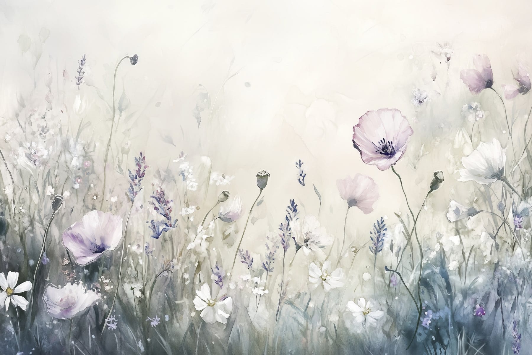 Painting of flowers in a field Painting of flowers in a field