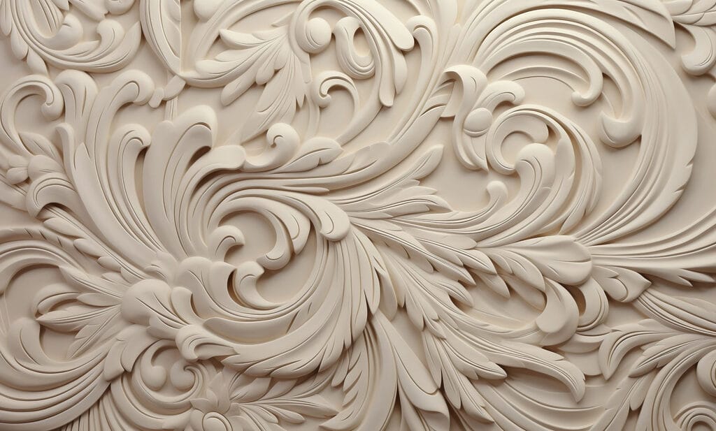 White wall with intricate designs White wall with intricate designs