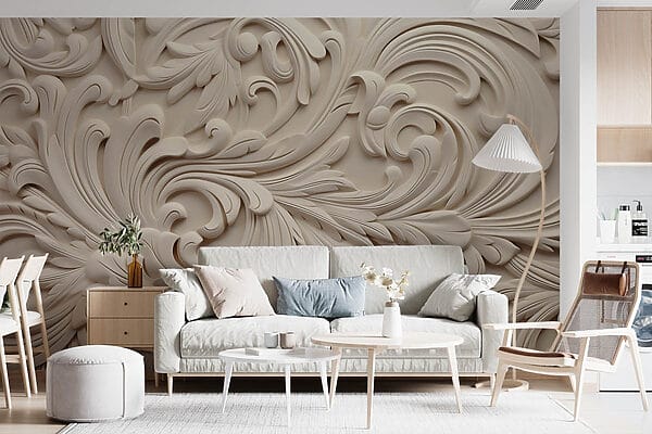 White wall with intricate designs White wall with intricate designs
