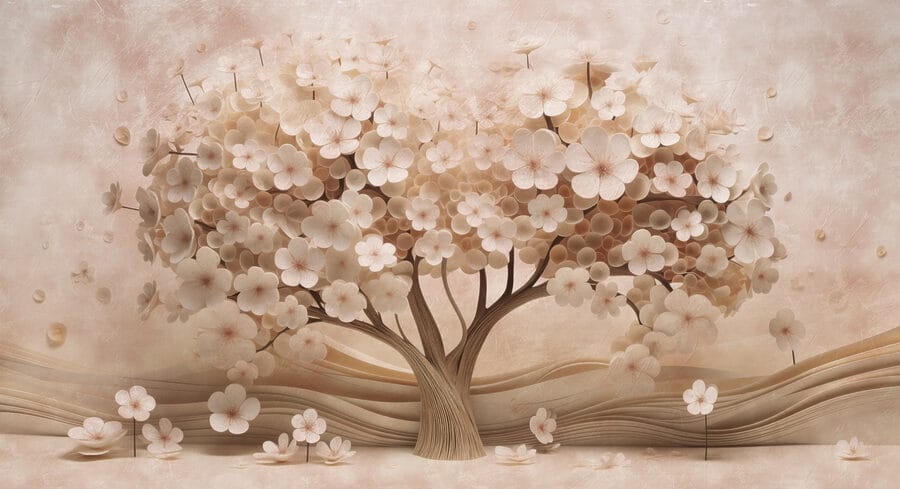 Tree made of paper flowers