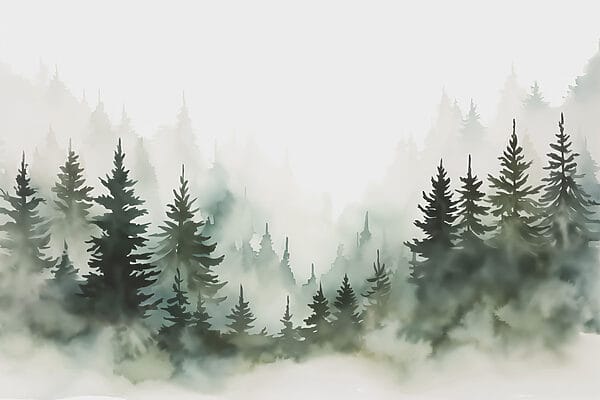 Group of trees in the fog Group of trees in the fog