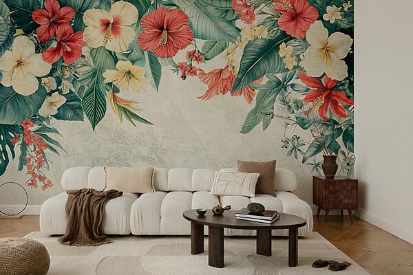 Vibrant blooms brighten the background. Vibrant blooms brighten the background.