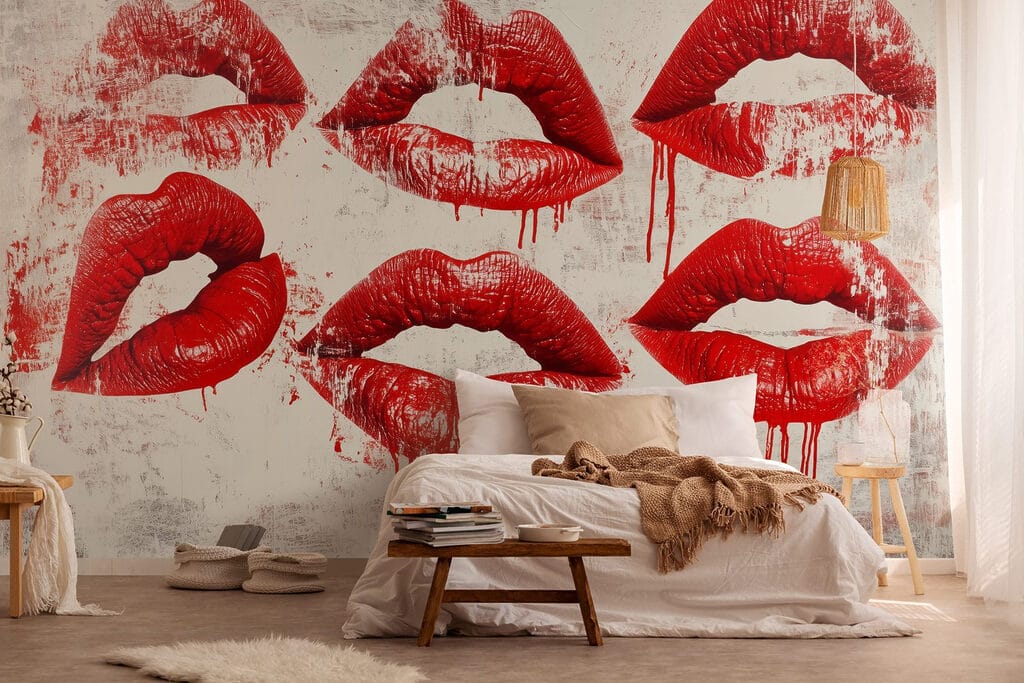 Group of red lips with dripping blood Group of red lips with dripping blood
