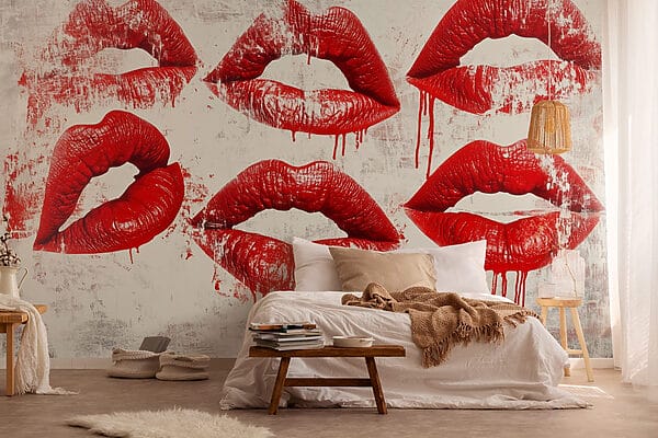 Group of red lips with dripping blood Group of red lips with dripping blood