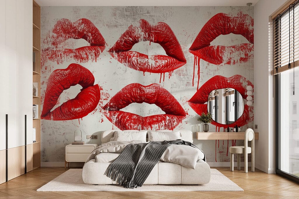 Group of red lips with dripping blood Group of red lips with dripping blood