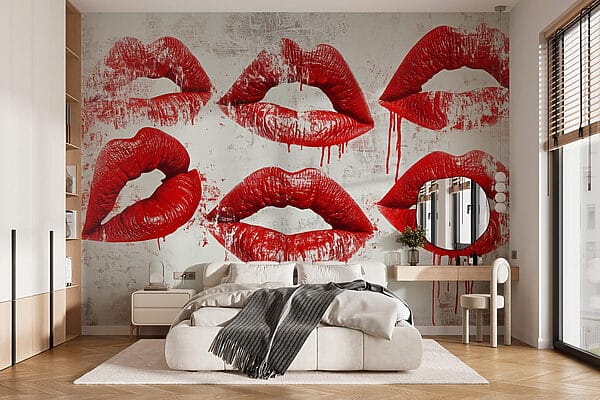 Group of red lips with dripping blood Group of red lips with dripping blood