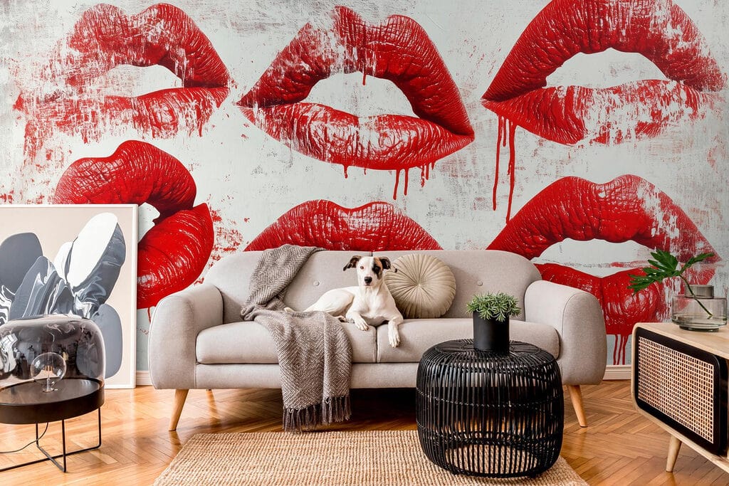 Group of red lips with dripping blood Group of red lips with dripping blood