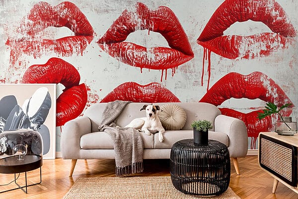 Group of red lips with dripping blood Group of red lips with dripping blood