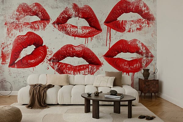 Group of red lips with dripping blood Group of red lips with dripping blood