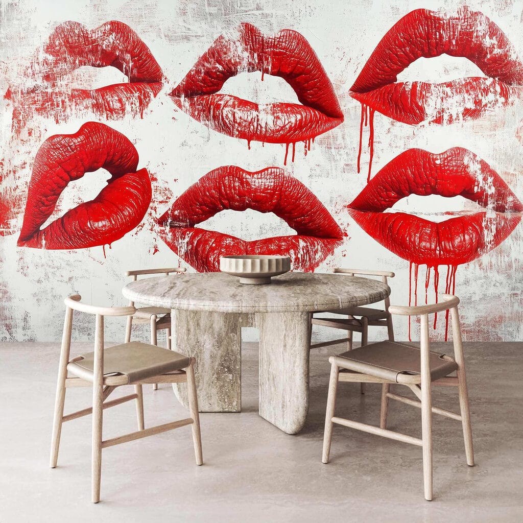 Group of red lips with dripping blood Group of red lips with dripping blood