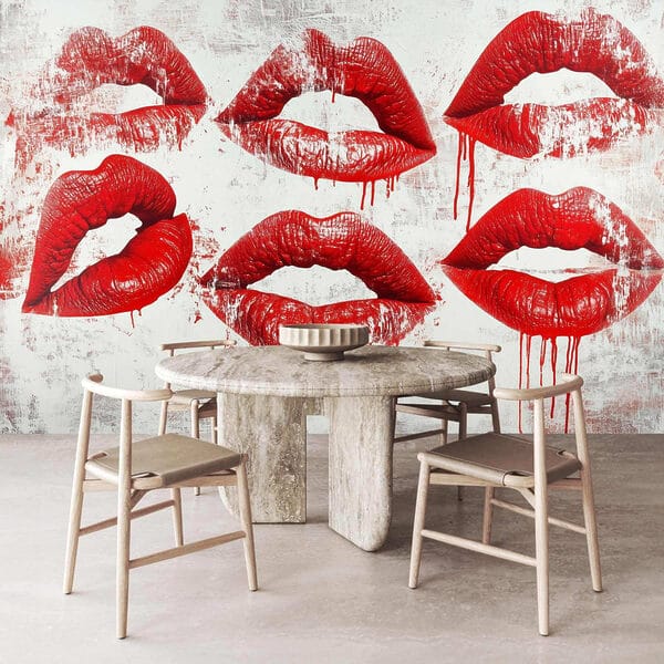 Group of red lips with dripping blood Group of red lips with dripping blood