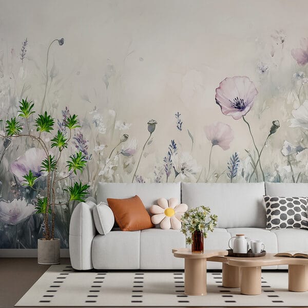 Painting of flowers in a field Painting of flowers in a field