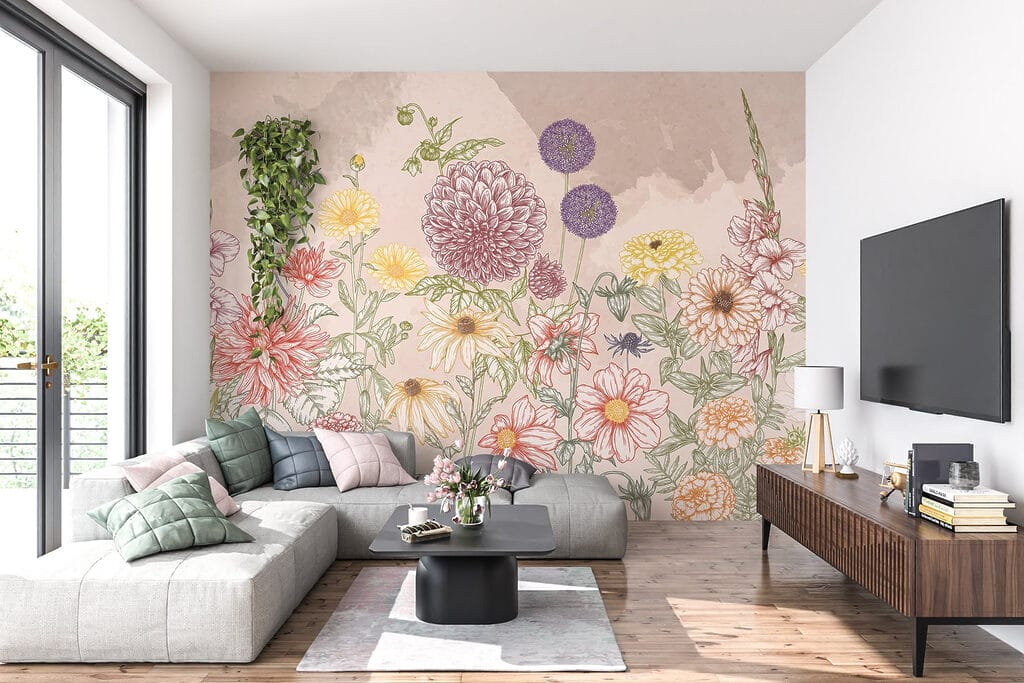 Group of flowers on a beige background