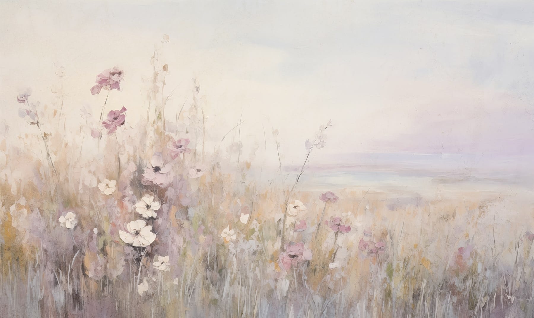 Painting of flowers in a field Painting of flowers in a field