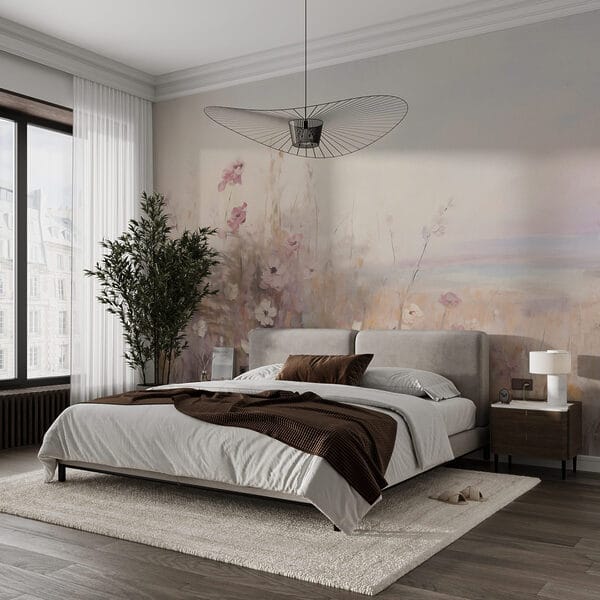 Painting of flowers in a field Wall murals Painting of flowers in a field