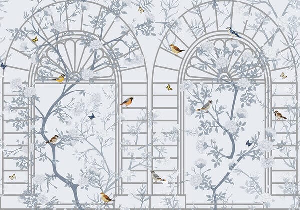 Wallpaper with a ladder and birds Wallpaper with a ladder and birds