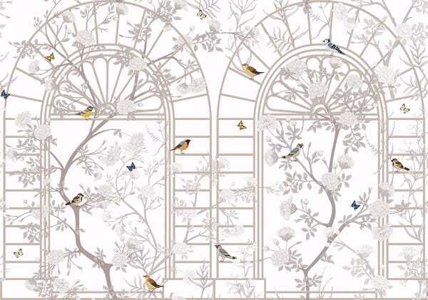 Wallpaper with a ladder and birds Wallpaper with a ladder and birds