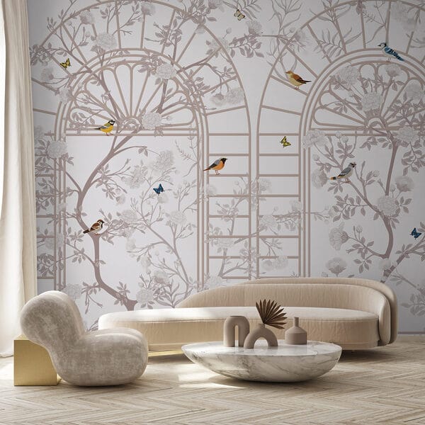 Wallpaper with a ladder and birds Wallpaper with a ladder and birds