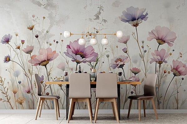 Painting of flowers on a wall Painting of flowers on a wall