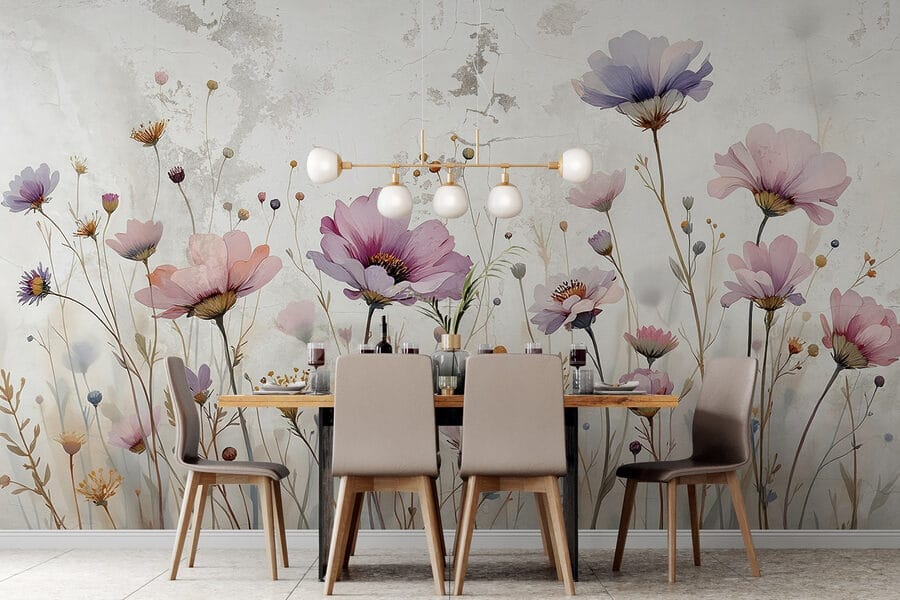 Painting of flowers on a wall
