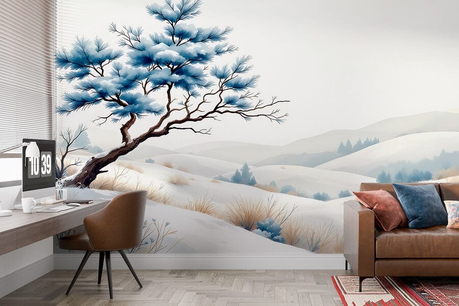 Tree in a snowy landscape
