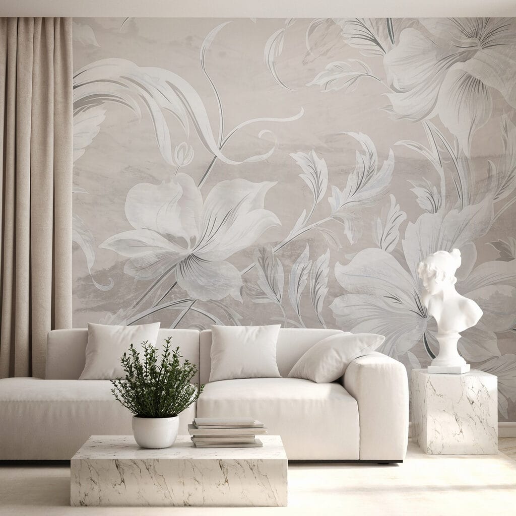 White and grey floral pattern White and grey floral pattern
