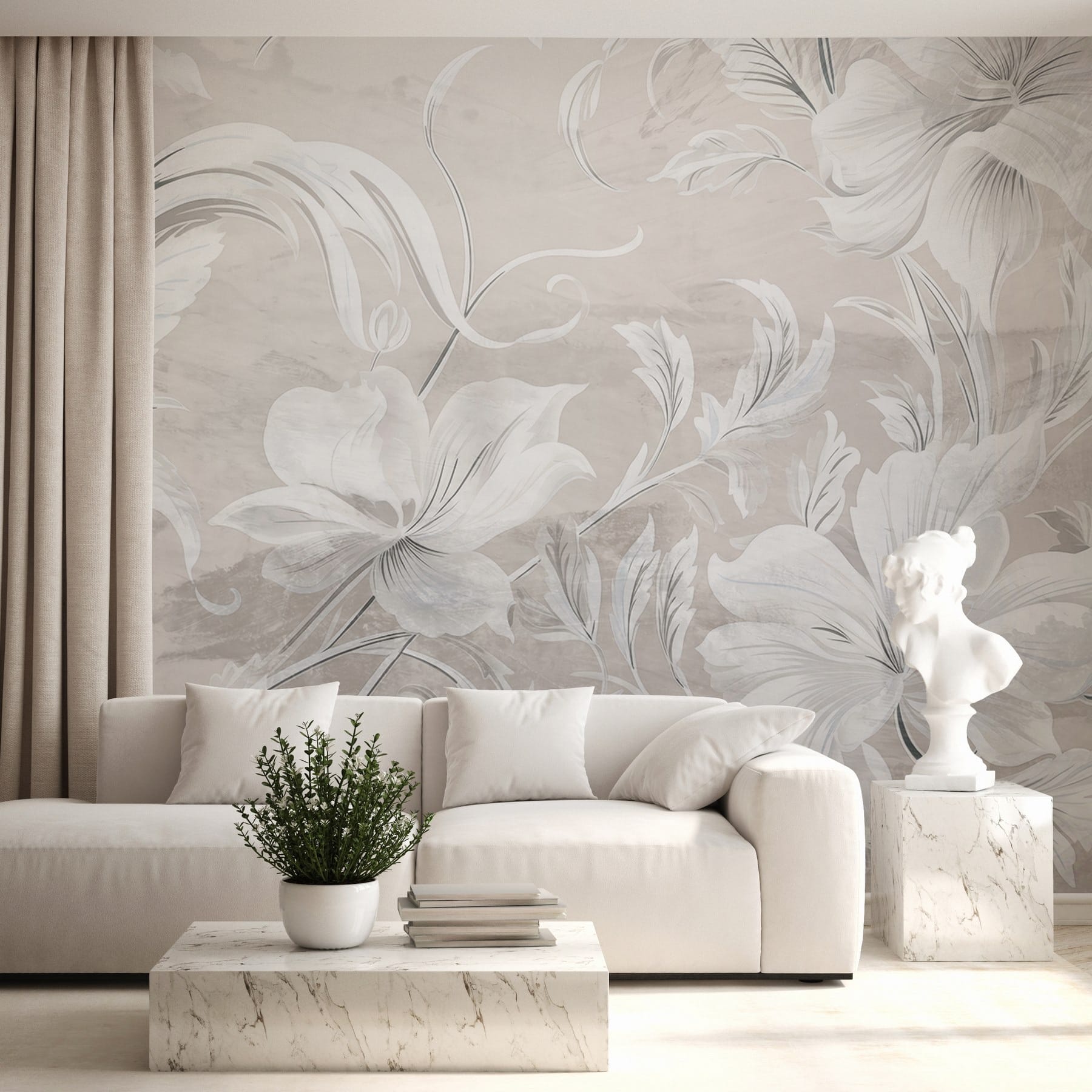 White and grey floral pattern
