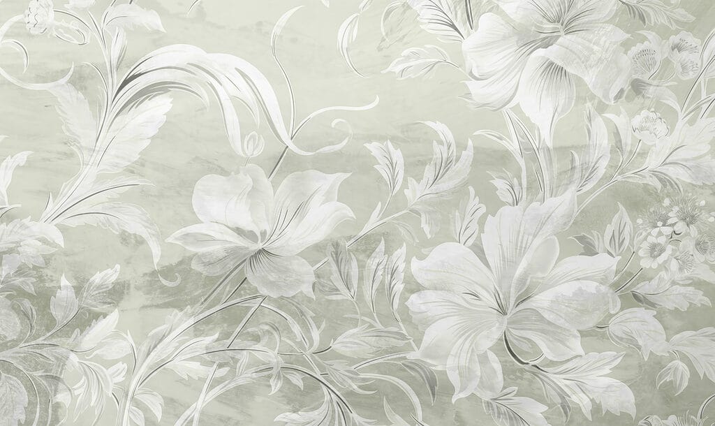 White floral pattern on a wall
