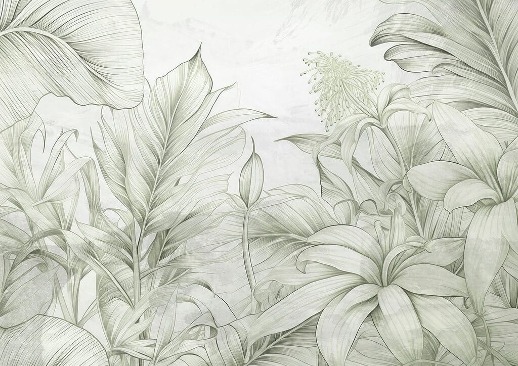 Soft greens in delicate botanical design Soft greens in delicate botanical design