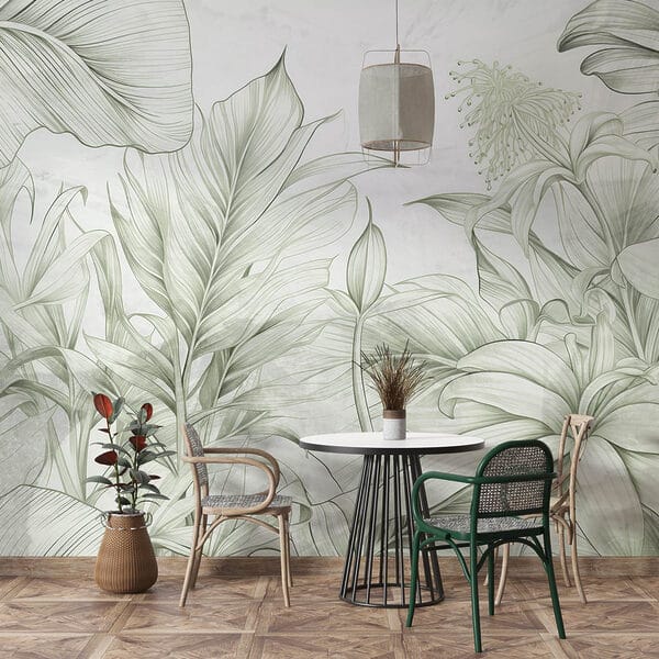 Soft greens in delicate botanical design Soft greens in delicate botanical design