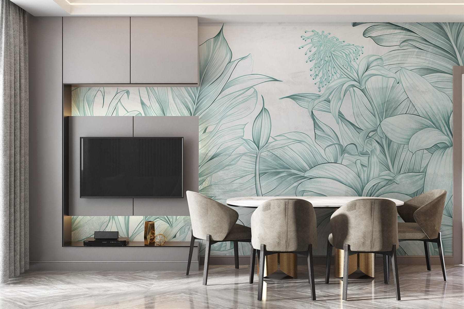 Delicate leaves in soft tones.