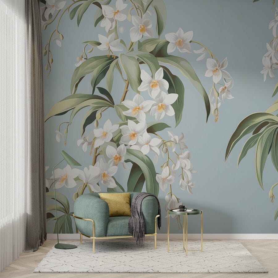 Wallpaper with white flowers Wallpaper with white flowers