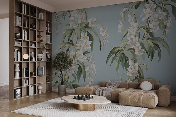 Wallpaper with white flowers Wallpaper with white flowers