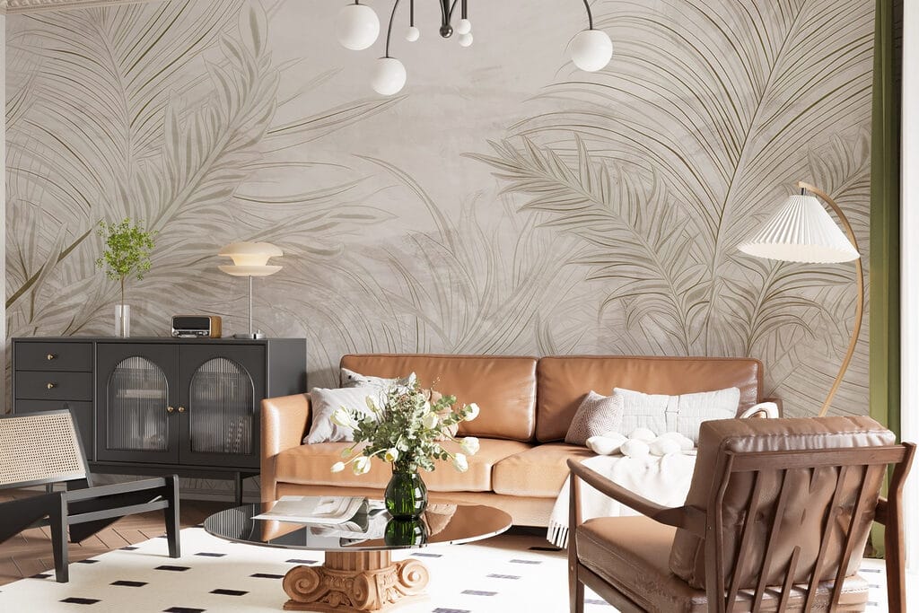 White background with leaves