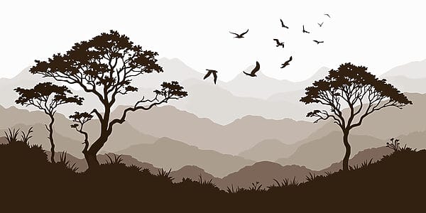 Birds flying over a mountain range Birds flying over a mountain range