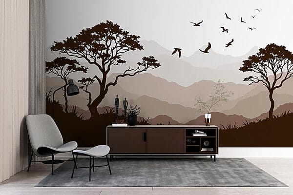 Birds flying over a mountain range Birds flying over a mountain range